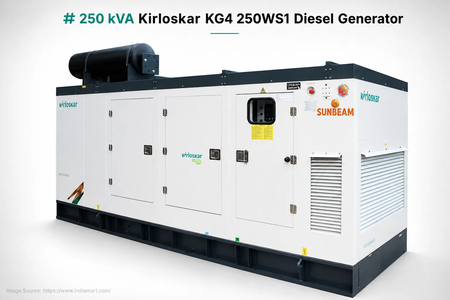 Kirloskar 250 kVA Diesel Generator — KG4-250WS1