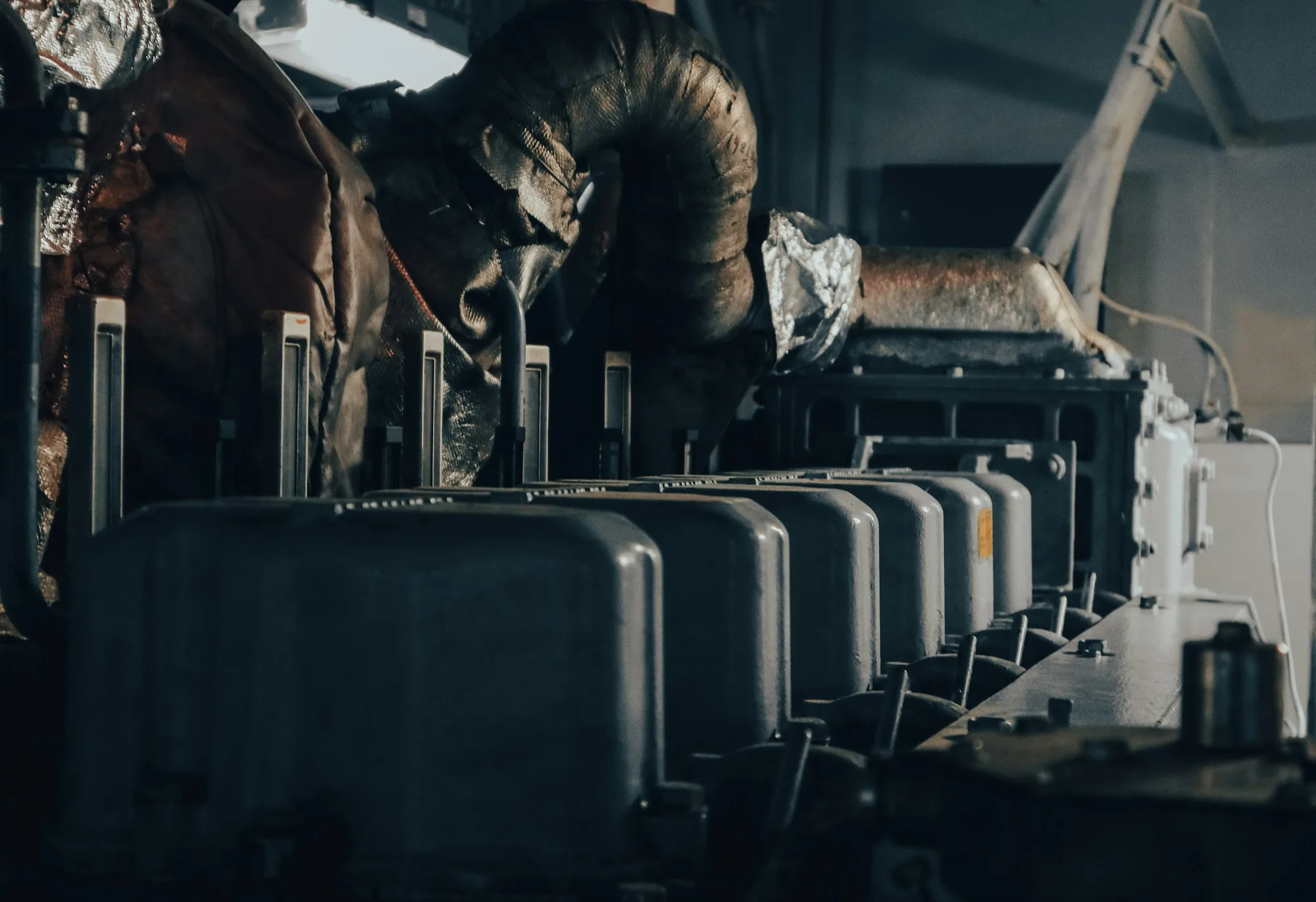 Service engineer working on industrial machinery